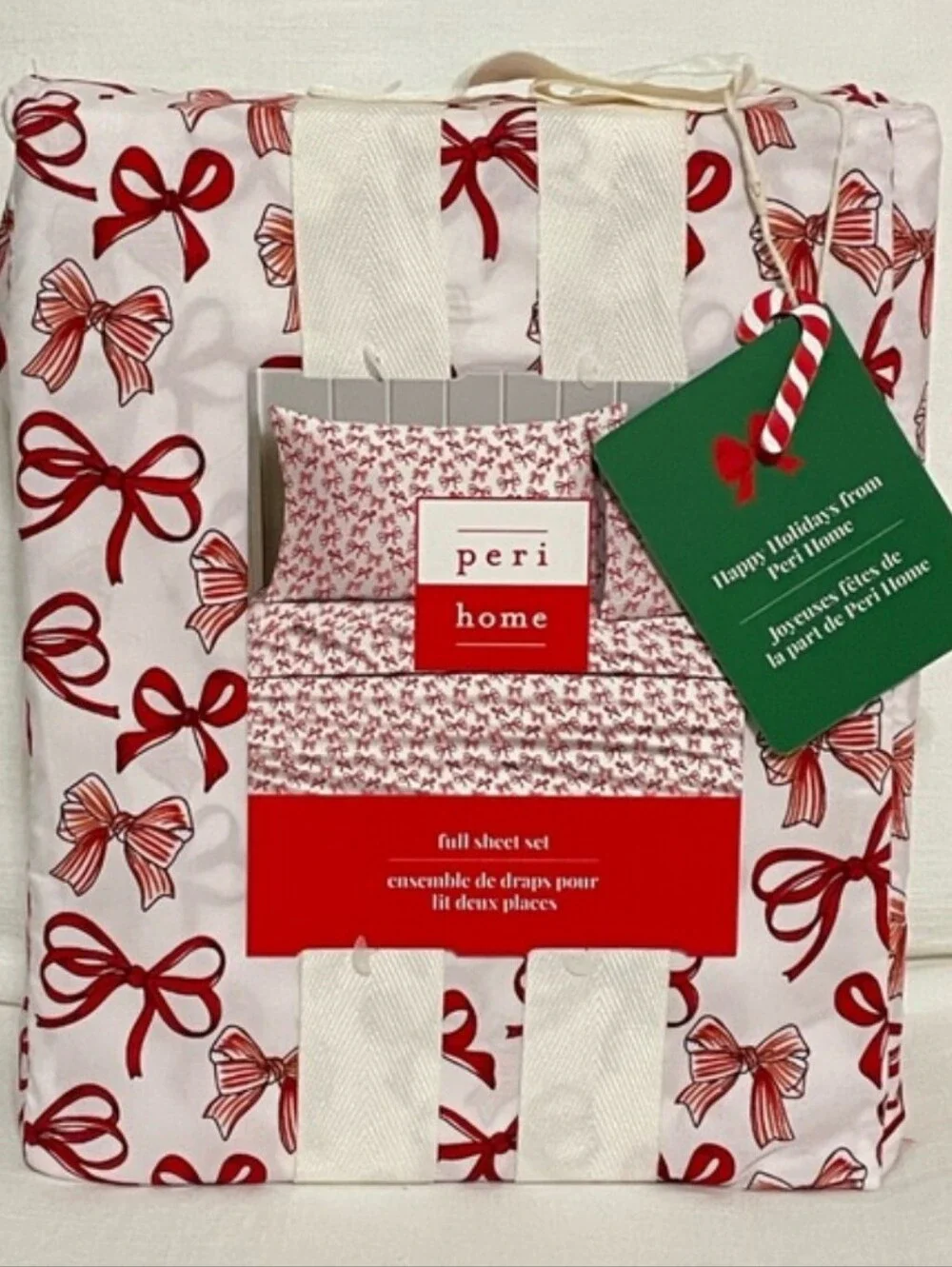 Bow Sheets Queen Size Peri Home Viral Red Bows Christmas Sheet Set New